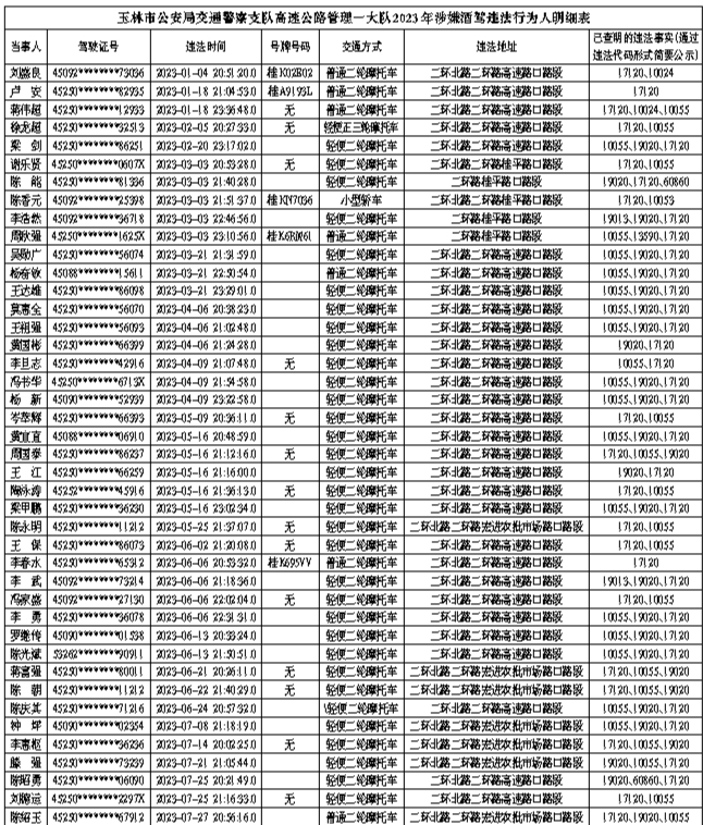 玉林市公安局交通警察支队高速公路管理一大队关于公安交通管理行政处罚告知的公告(图2)